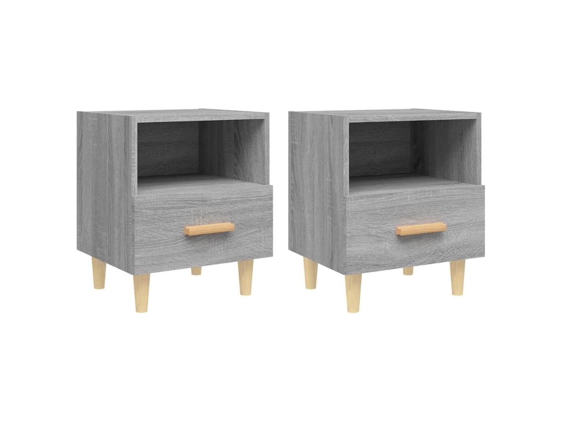 Bedside Cabinet, Bedside Cabinets Vidaxl Cinzeto Madeira Processada (n/a)
