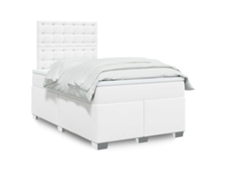 Vidaxl Cama Boxspring Com Colchão 120x190 Cm Couro Artificial Branco