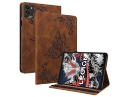 Capa Para Tablet Lenovo Legion Y700 (2025) Em Couro Pu Com Estampa De Borboleta E Flor, Com Compartimentos Para Cartões.