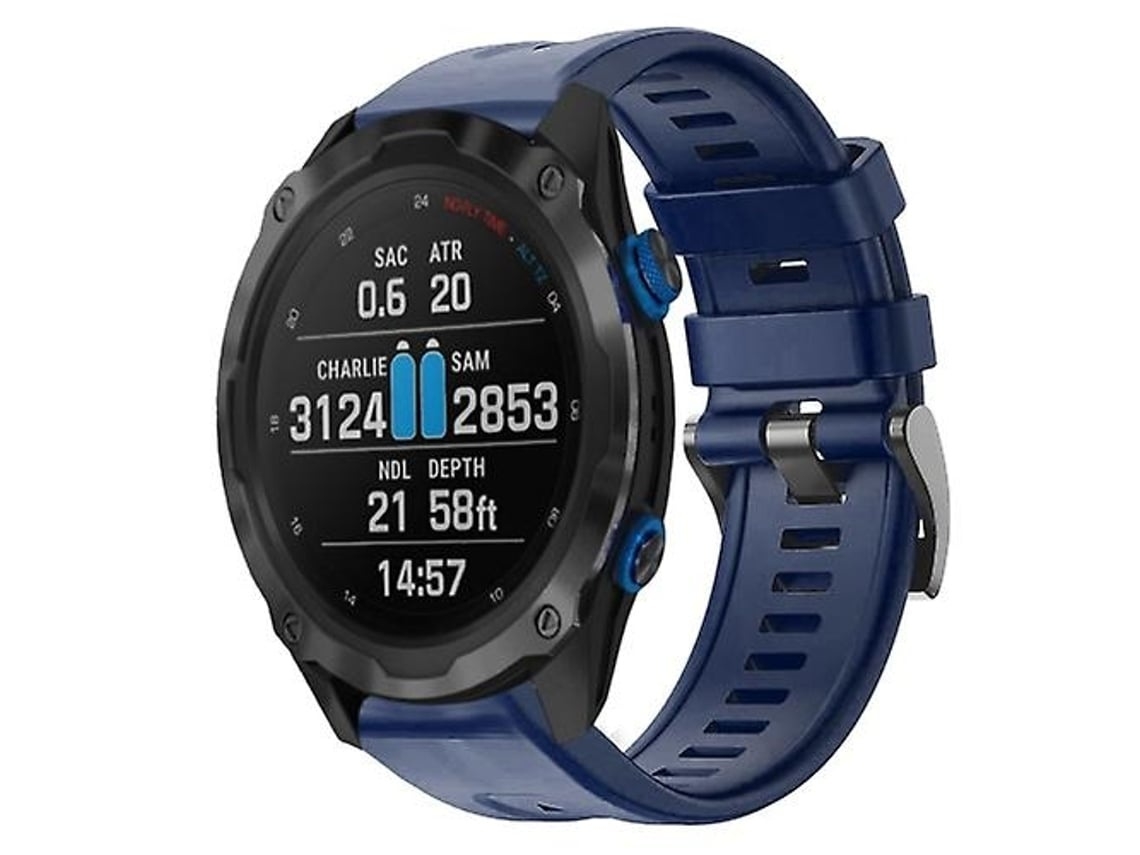 Pulseira De Relógio Lurelia Para Garmin Descent Mk 2i Silicone Azul Marinho