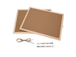 2 Painéis De Cortiça 30x40cm Com Moldura De Madeira Quadro De Avisos Decorativo Para Parede Escritório