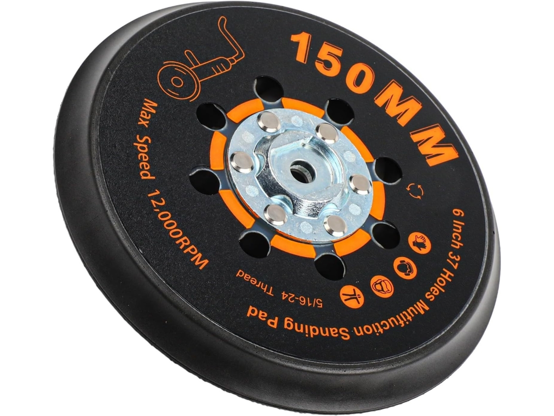 Disco De Lixa Para Lixadeira Orbital 150mm 6 Polegadas Com 37 Furos Aleatórios, Rosca 5 16-24, Para Polimento E Em Alta