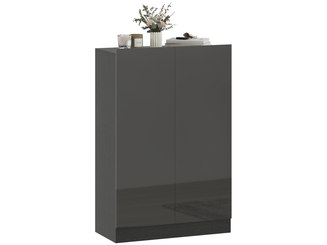 Sapateira De 2 Portas Com Fecho Suave Para Entrada Com Prateleiras Ajustáveis Orifícios De Ventilação Para 20 Pares De 72x34,5x103 Cm Preto