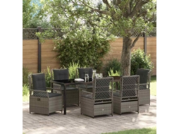 Vidaxl Conjunto De Jantar Para Jardim 7 Unid. Cinzeto Vime Pe