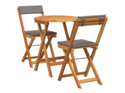 Conjunto 3 Conjunto De Jantar Para Jardim Vidaxl Castanho Madeira De Acácia Maciça (60 X 60 X 72 Cm)