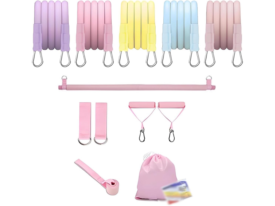 Kit De 13 Peças Com Barras E Faixas Elásticas Para Exercícios, Equipamento Completo Academia Em Casa