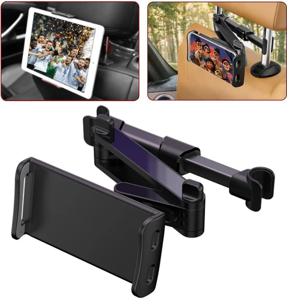 Suporte Dobrável Para Celular/ipad No Encosto De Cabeça Do Carro Com Rotação De 360°