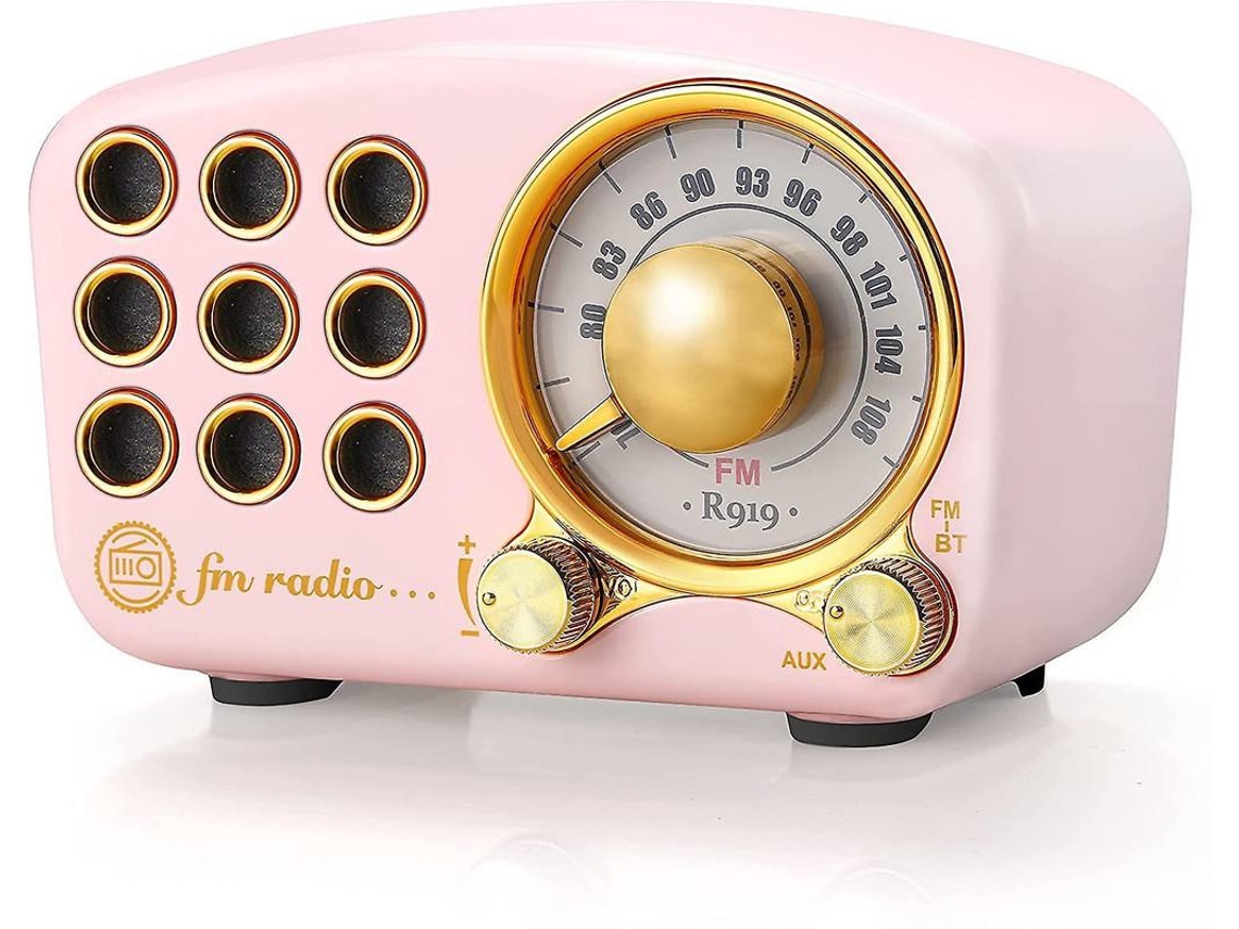 Alto Falante Retro Bluetooth, Rádio Fm Com Estilo Clássico Antigo, Reforço De Graves, Conexão Bluetooth 4.3,cor De Rosa Yizhood