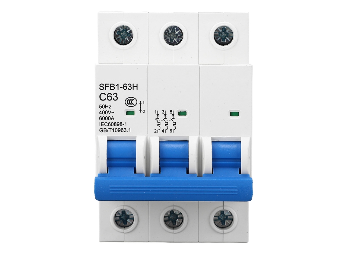 Disjuntor Mcb 3p 63a 400v 6ka YURU para Segurança Residencial e Comercial