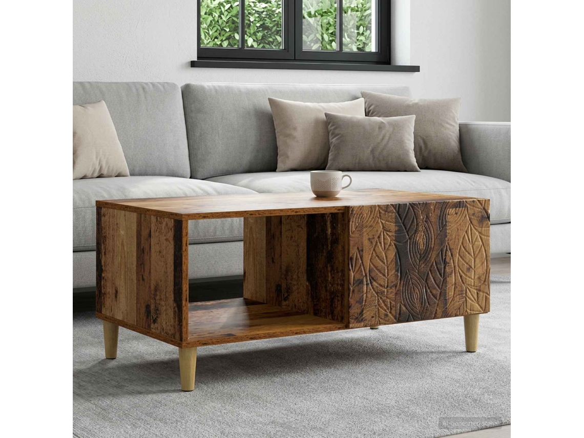 Vidaxl Mesa De Centro Madeira Antiga 90 X 50 X 40 Cm