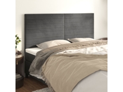 Vidaxl Cabeceira Cinza Escuro 160x5x118/128 Cm Veludo