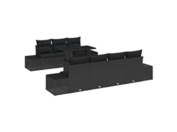 Conjunto 8 Conjunto De Sofá De Jardim Vidaxl Preto Vime Pe (100 X 55 X 73 Cm)
