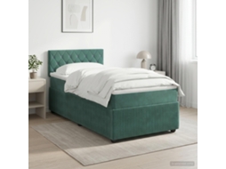 Vidaxl Cama Box Spring Com Colchão Verde-escuro 100 X 200 Cm Veludo