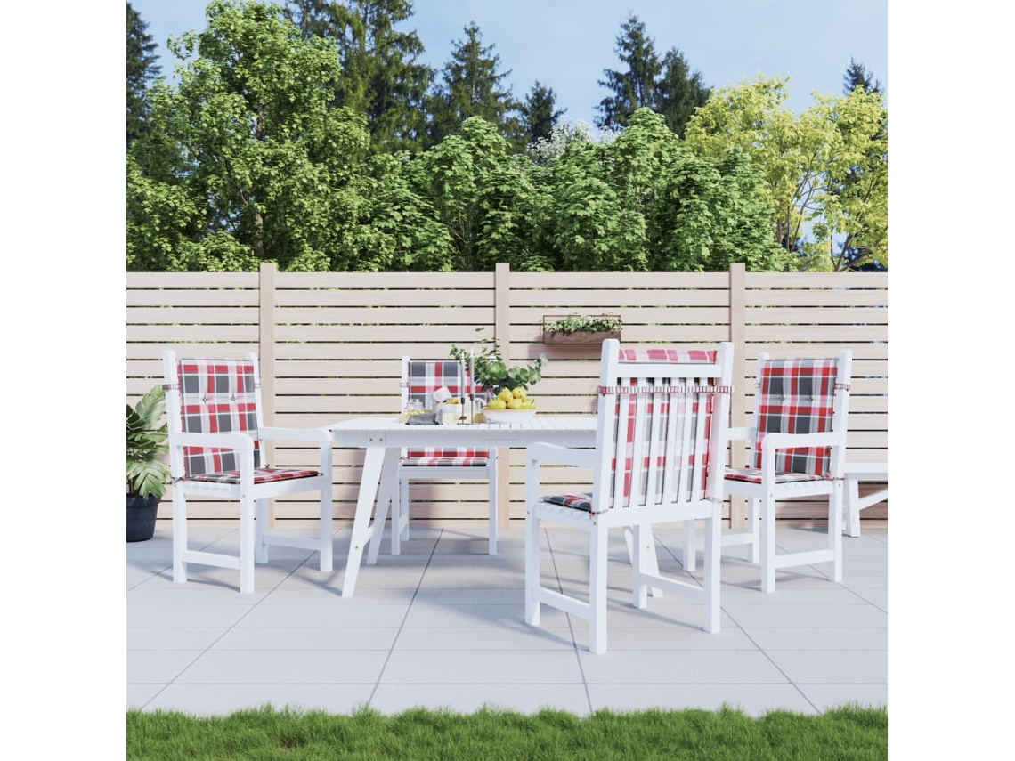 Vidaxl Almofadões Lombares Cadeiras Jardim 4pcs Oxford Xadrez Vermelho