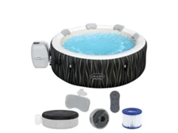 Spa Inflável BESTWAY Lay-Z Hollywood 140 Bolhas de Jato de Ar 196X66 Cm para 6 Pessoas Redondo Preto com Luz Led
