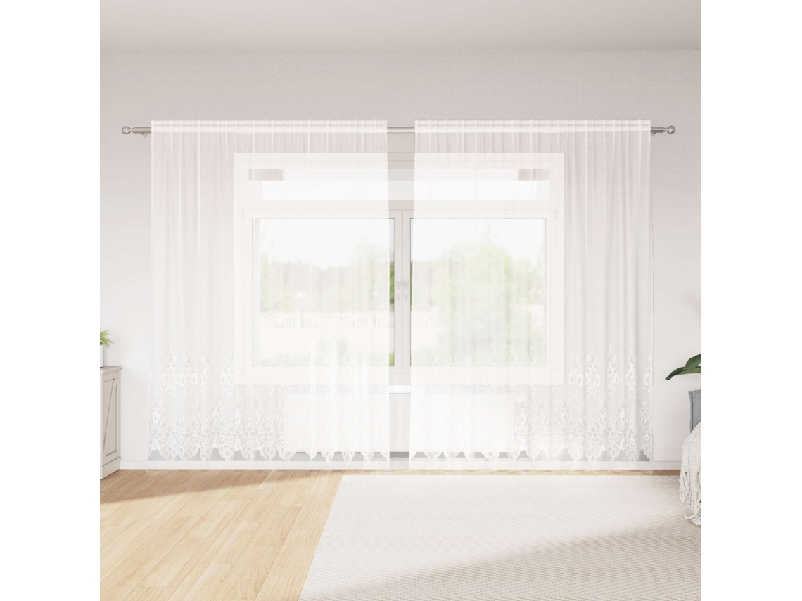 Vidaxl Cortina De Renda Branco 200 X 300 Cm Poliéster