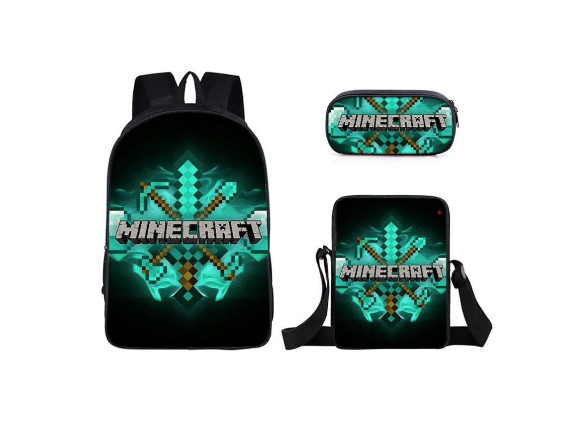 Conjunto De Três Peças De Mochila Escolar De Estudante Minecraft*