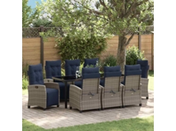 Vidaxl Conjunto de Jantar para Jardim 9 Pcs Cinzeto Vime Pe
