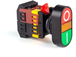 Botão De Pressão Duplo 22mm Com Posição Inicial Parada, Iluminado, Com Lâmpada, 24 220 380v, 2 Unidades Apbb 22x25n, 24v