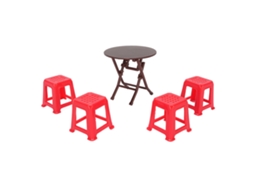 Mali conjunto Mesa Plegável e 4 Bancos Vermelhos 1:12 Miniatura Acessórios Casa de Bonecas