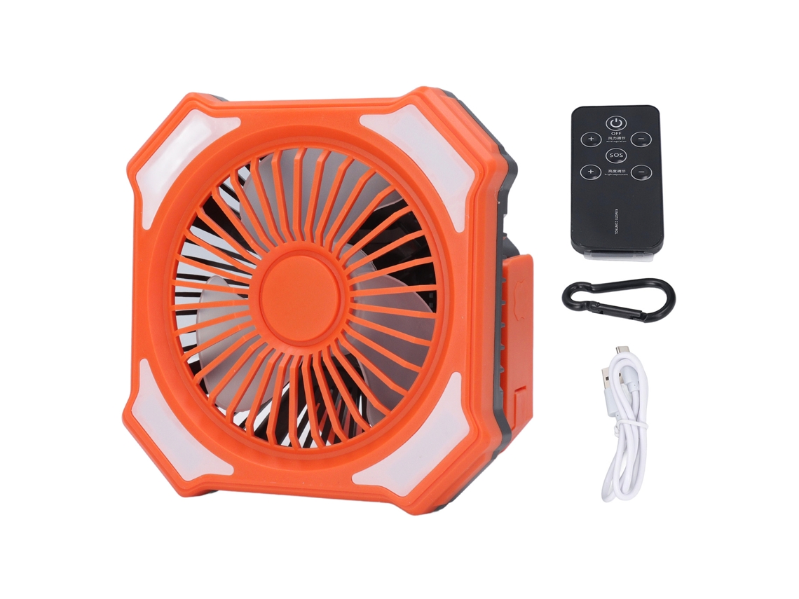 Venteador Lanterna Led Recarregável 4000mah Laranja Preto