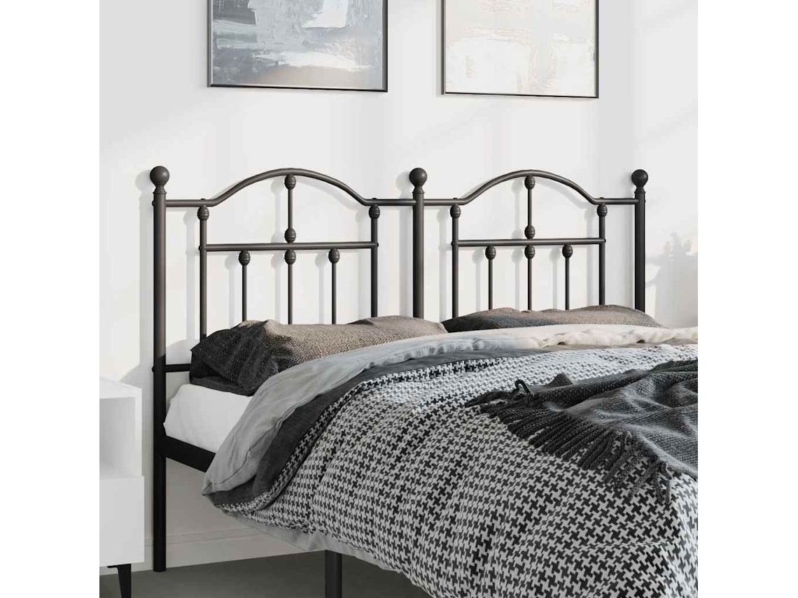 Vidaxl Cabeceira De Substituição 150 Cm Metal Preto