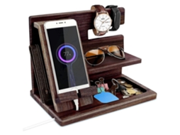 Relógio De Madeira Suporte Para Celular Base Para Celular