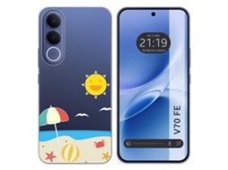 Capa Tumundosmartphone De Silicone Transparente Para Vivo V70 Fe Com Estampa De Desenhos Animados De Praia
