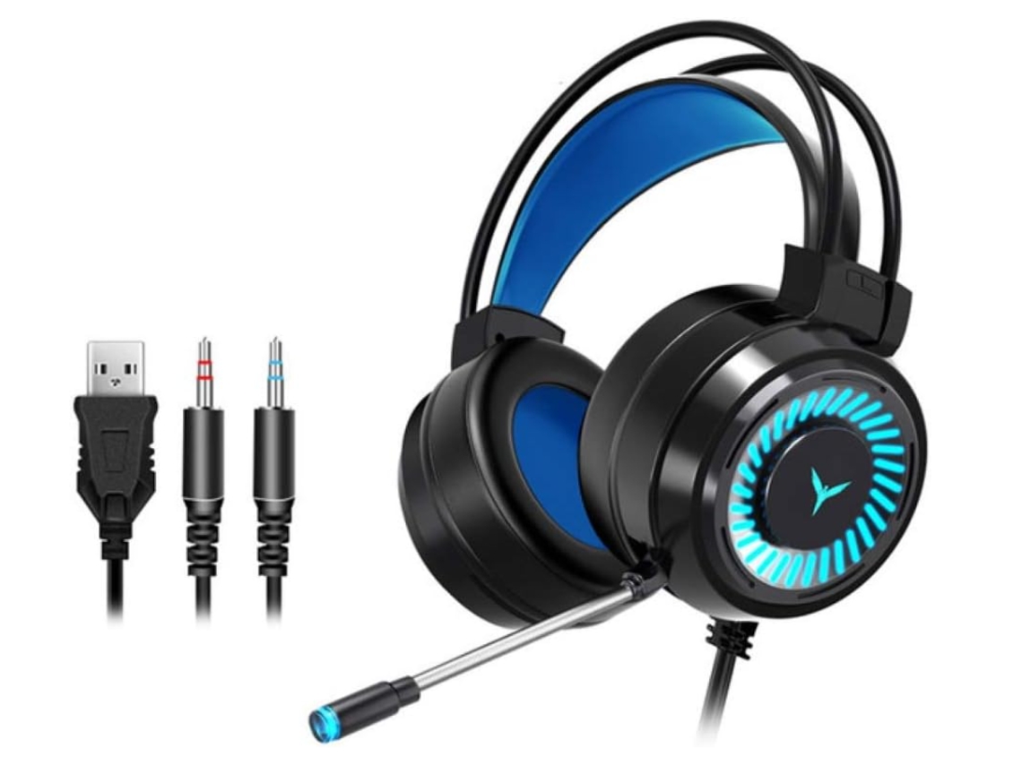 Fone Jogo com Fio G58 JIAPEI, Estéreo, Microfone, Luz Led, Para Pc/Laptop, Preto