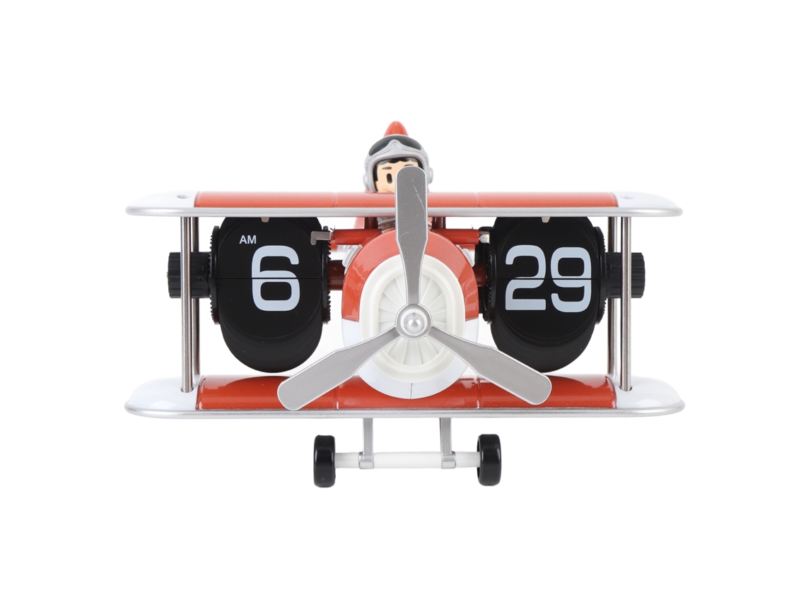 Relógio de mesa retrô Baok de 12 horas com virada automática de páginas, funciona a bateria, laranja/vermelho, para sala de estar, quarto e escritório.