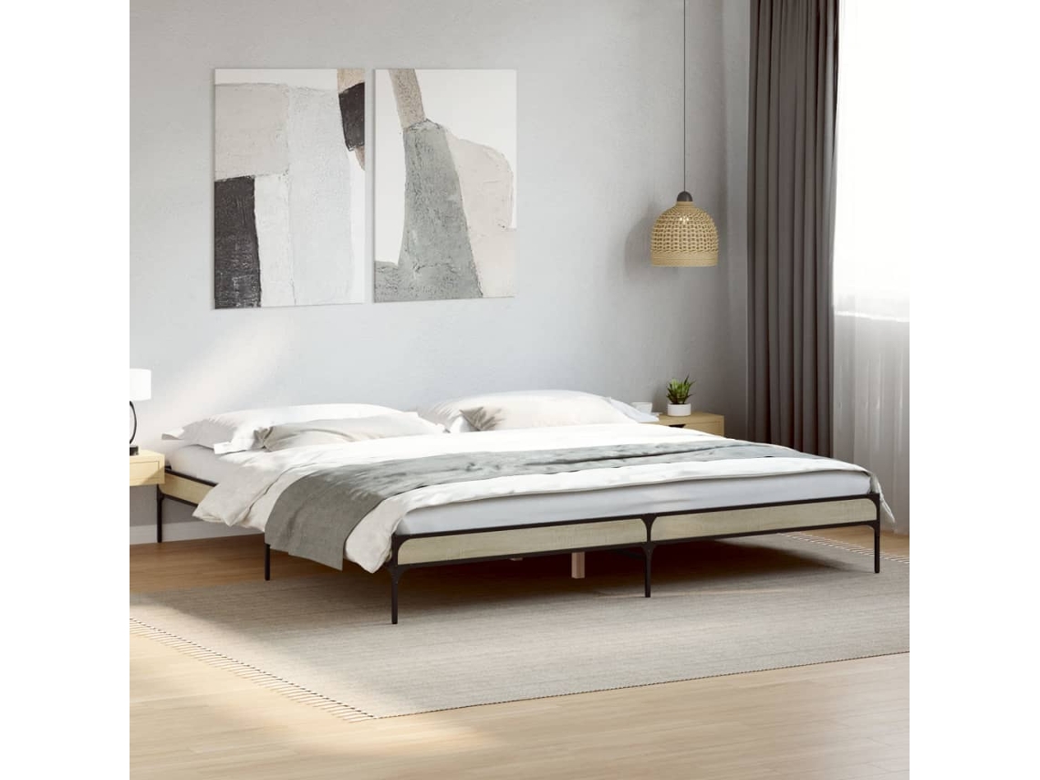 Vidaxl Estrutura de Cama 200x200 Cm Derivados Madeira/metal