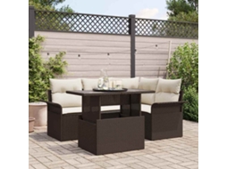 Vidaxl Conjunto De Sofá De Jardim 5 Pcs Castanho Rattan Sintético