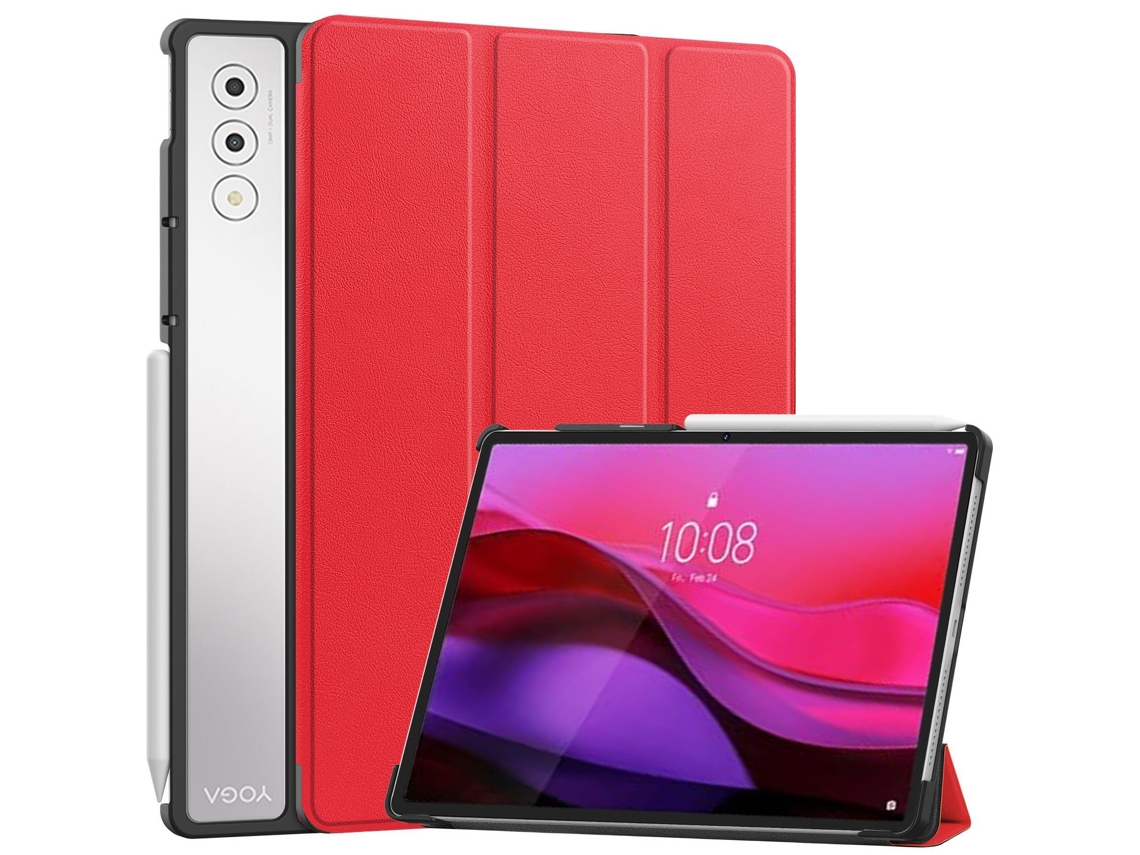 Elysve Capa Para Tablet Para Lenovo Yoga Tab Plus De Material Pu Premium Vermelho (2024), 12,7 Polegadas