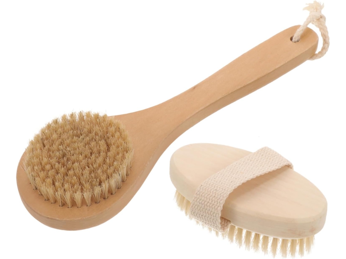 Conjunto De 2 Escovas Esfoliantes Corporais Com Cerdas Macias Para Banho E Ducha