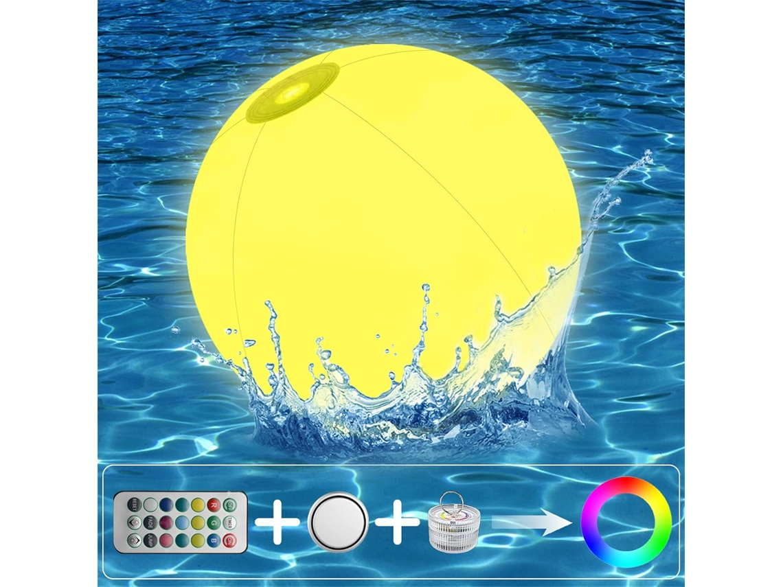 Bola De Praia Com Luz Led De 16 Cores Com Controle Remoto Brinquedo Inflável Para Piscina ,chrui (50 Cm/19,68 Pol.)