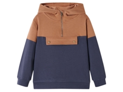 Sweatshirt Para Criança Com Capuz E Meio Fecho Antracite/conhaque 92