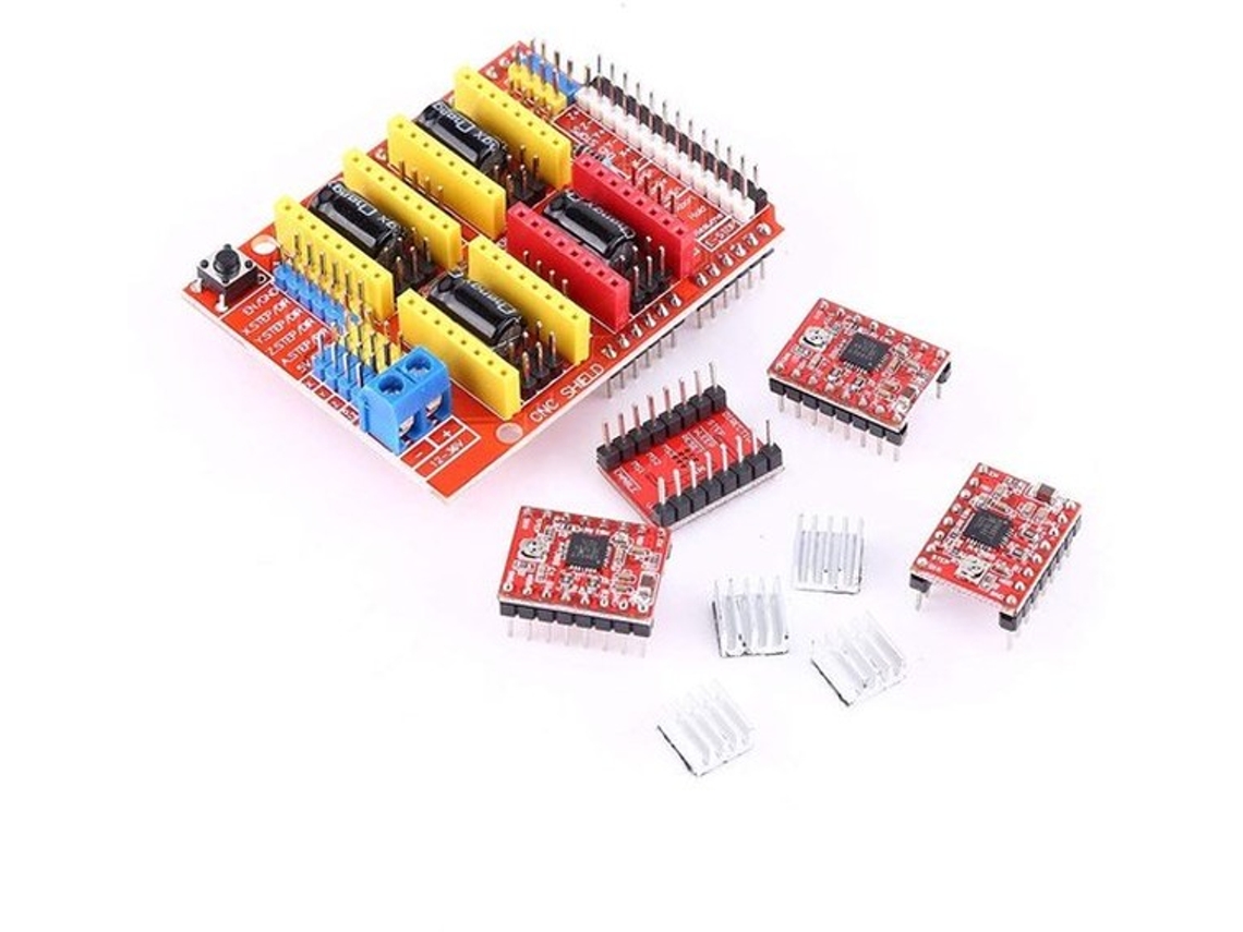 Escolha Única - Placa De Proteção Cnc V3.0 - 4 Unidades Motor Driver A4988 - Desligamento Térmico - Dc 12v A 36v - 68 X 53 X 18 Mm - Vermelho