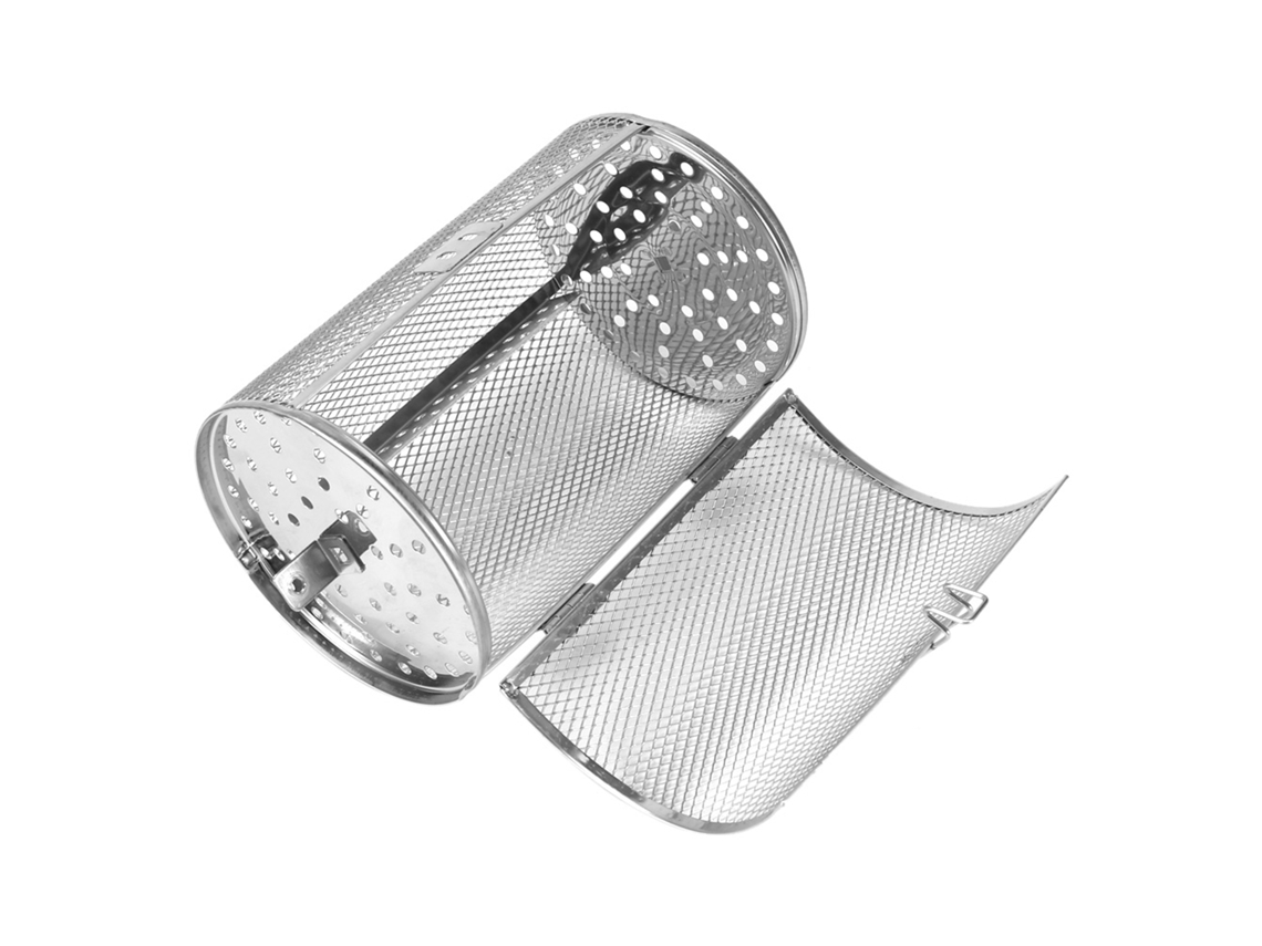 KOFIHETY Cesta de aço inoxidável de 12 x 18 cm para forno, assar nozes, amêndoas, amendoim, churrasco e grelha.
