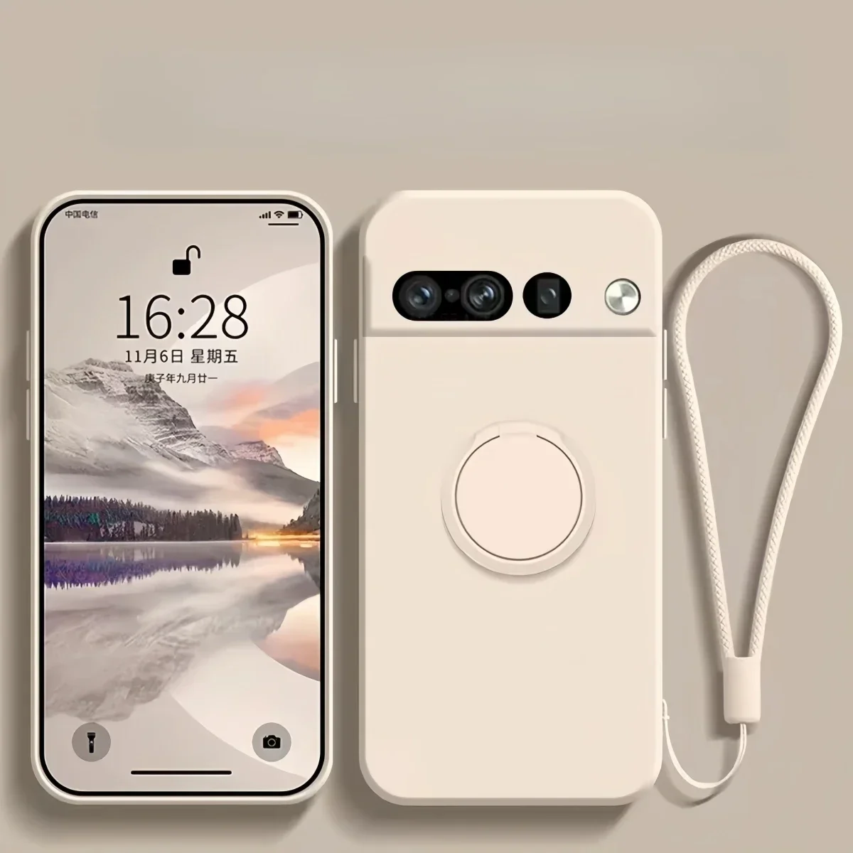 (branco, Google Pixel 10) Capa De Celular Em Silicone Líquido Macio Com Suporte De Anel Magnético E Proteção Contra Impactos.
