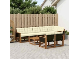 Vidaxl Conjunto De Sofás Para Exterior 9 Unid. Natural E Creme