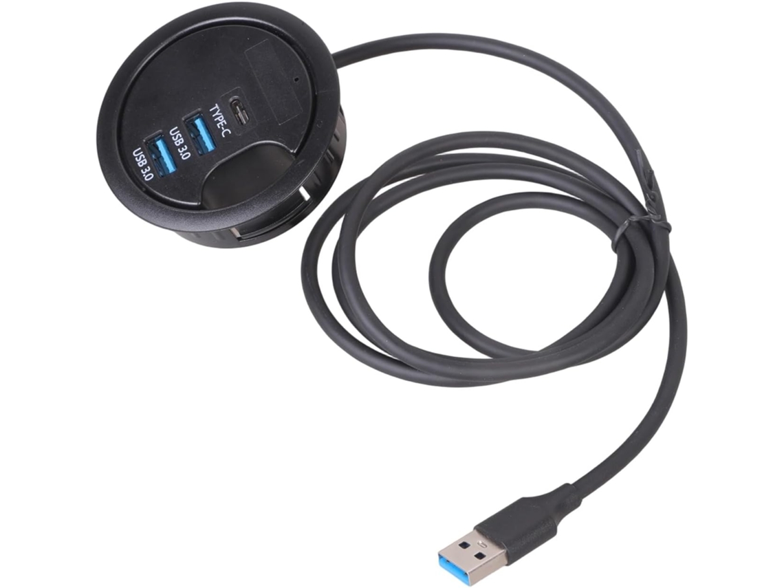 Hub Usb Compacto Para Mesa Com 2 Portas 3.0 E 1 Porta Usb-c