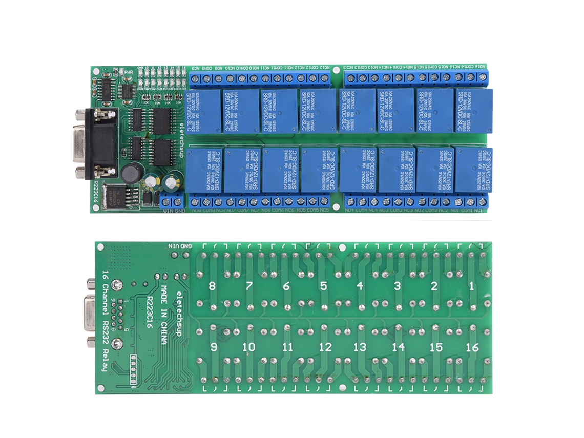 Laxiscreed Placa De Relés 16 Canais Com Interface Db9 E Função Serial Inteligente