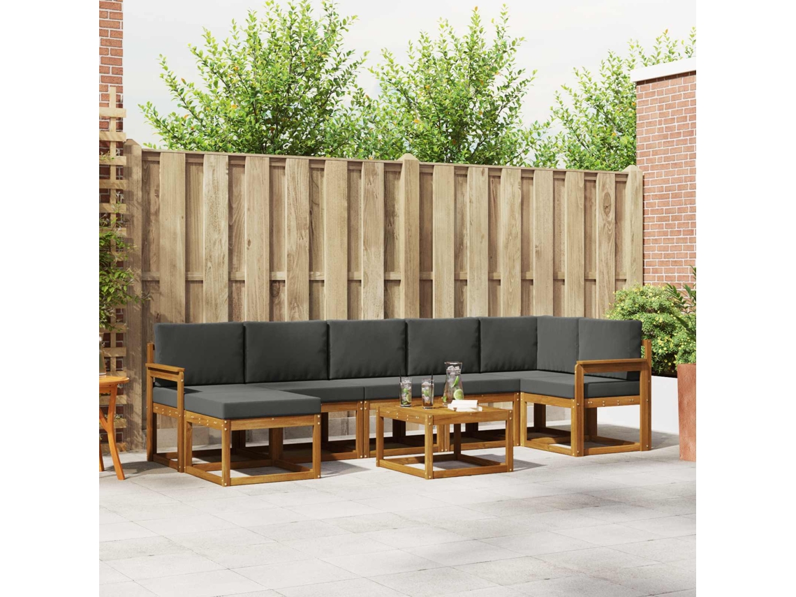 Vidaxl Conjunto De Sofás Para Exterior 8 Unid. Natural E Antracite