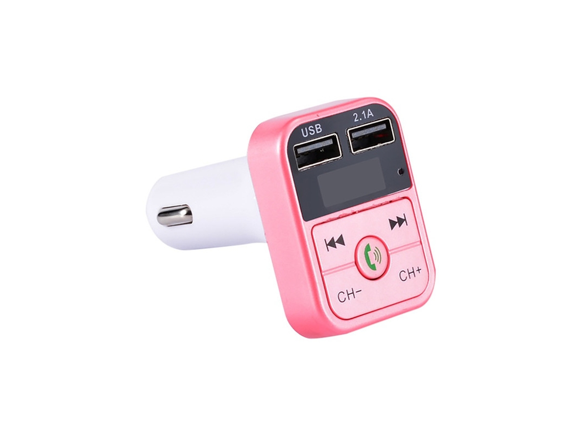 Transmissor Fm YIZHOOD B2 Kit de Carro Mãos-Livres Sem Fio Compatível com Bluetooth 5.0 Lcd Mp3 Player Dual Usb Rosa