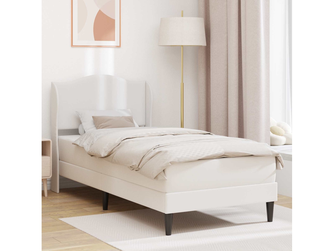 Vidaxl Estrutura Da Cama Branco 90 X 200 Cm Couro Sintético