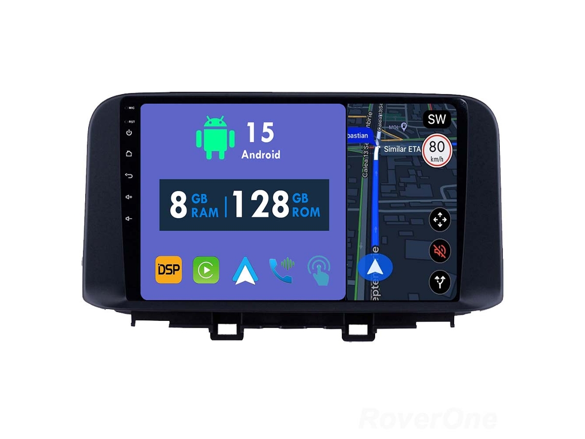 Auto Rádio Carro Bluetooth Autoradio 8GB RAM 128G ROM CarPlay Navegação GPS Ecrã Táctil RoverOne para Hyundai Encino 2018-2019  