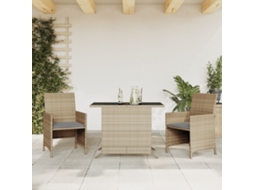 Vidaxl 3 Pcs Conjunto Bistrô Com Almofadões Vime Pe Bege Misturado