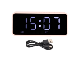 Relógio Alarme LAXISCREED Mirror Bluetooth Rosa Portátil