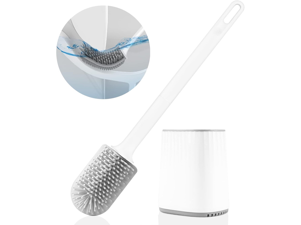 Escova Sanitária de Silicone 3 em 1 com Suporte de Secagem Rápida AQUAFORGE