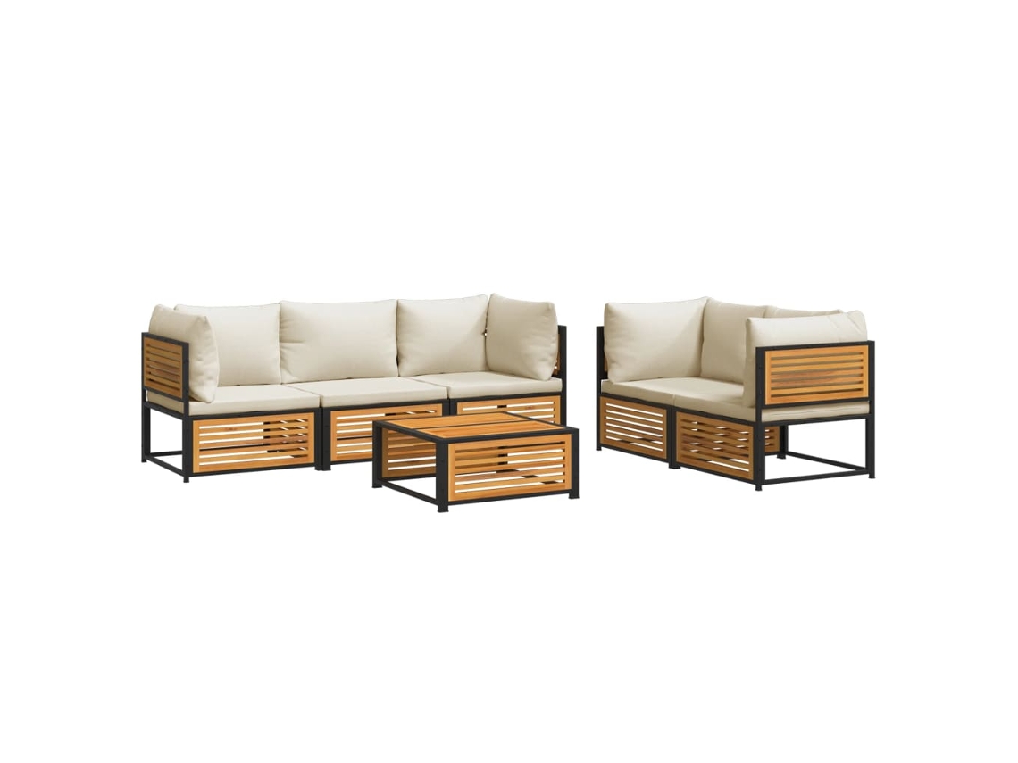 Maison Exclusive - 6 Pcs Conjunto De Sofás De Jardim Com Almofadões Acácia Maciça
